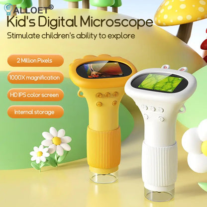 Portable 1000x Digital Microscope – 2" IPS Screen for Kids & Insect Exploration